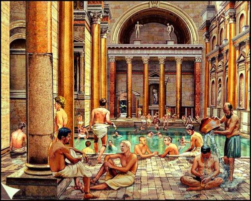 Illustration thermes romaines bains publics à l'époque de Rome
