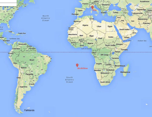 Où se trouvent l'île d'Elbe et l'île de St Hélène google map Napoléon exil