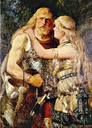 peinture homme et femme viking - Norse Man and Woman by Johannes Gehrts, 1884