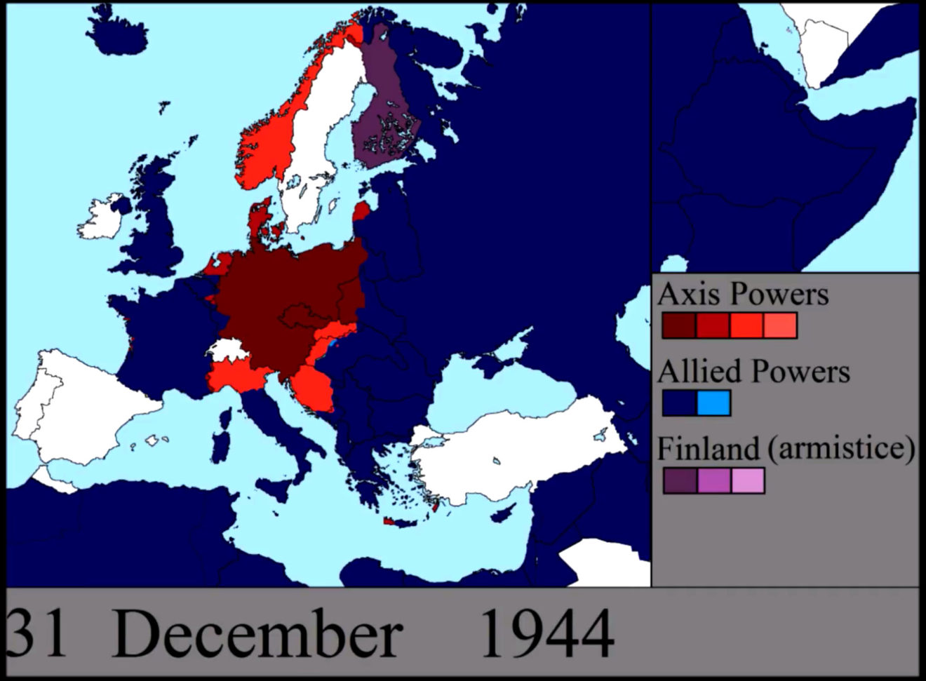 carte map situation de la guerre en Europe le 31 décembre 1944 fronts