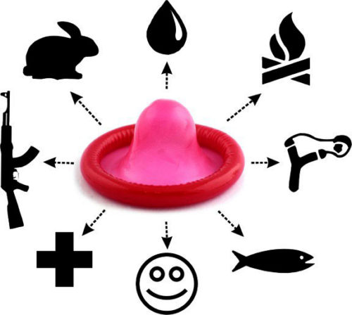 les différentes utilisations d'un préservatif en cas de survie dans un milieu hostile