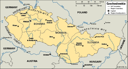 Carte de la Tchécoslovaquie suite à la WW1 Grande Guerre Première guerre mondiale