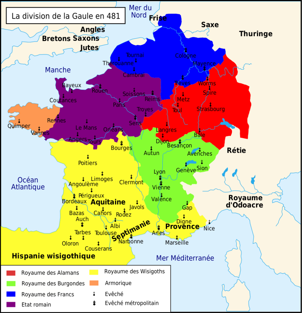 Carte de la Gaule en 481